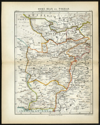 Antique Map-EAST IRAN-PERSIA-PAKISTAN-AFGHANISTAN-BUKHARA-Jacob Kuyper-1880