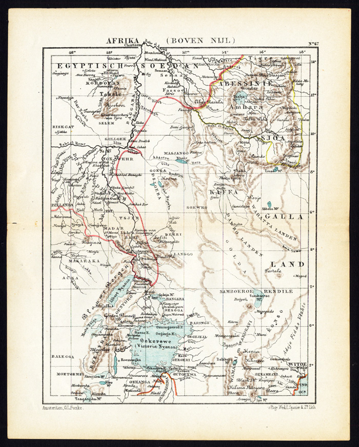 , Antique Map-AFRICA-EGYPT-UPPER NILE-SUDAN-Jacob Kuyper-1880, Pictura Antique Prints