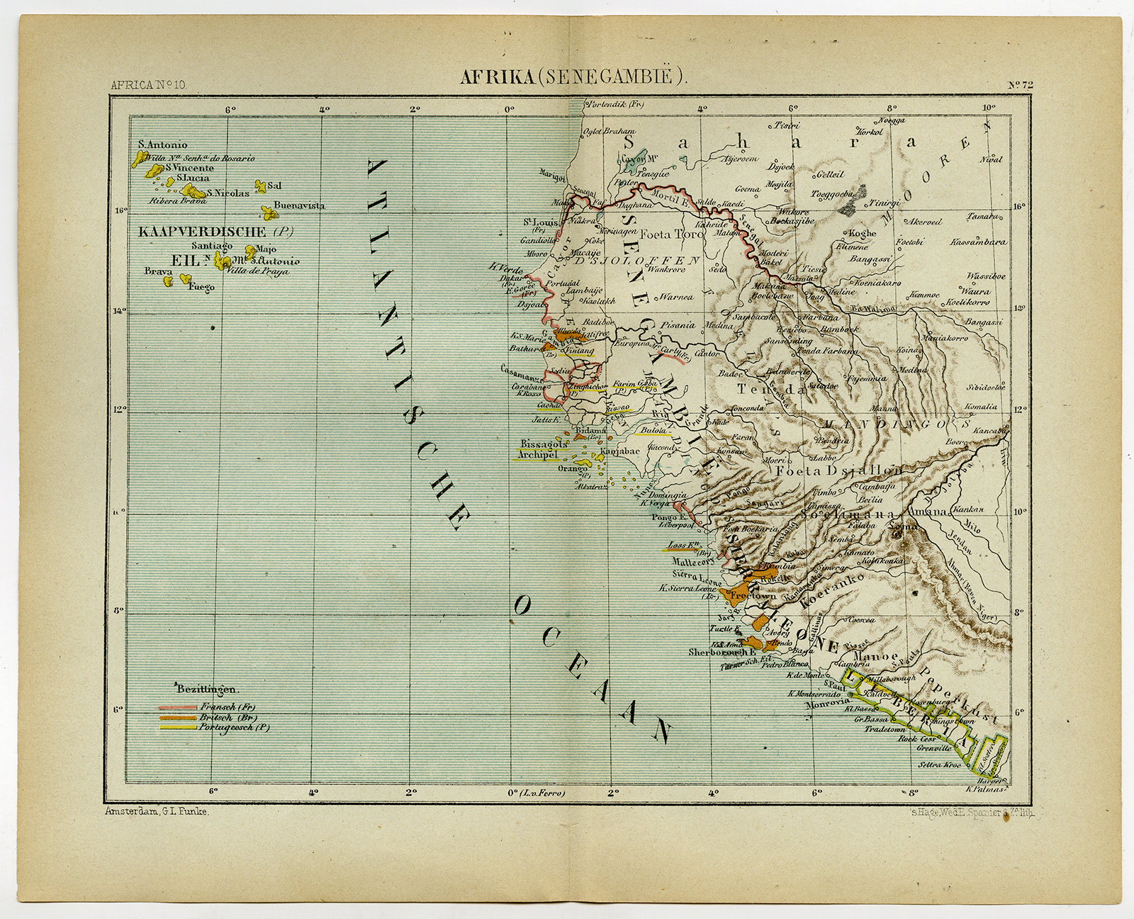 , Antique Map-AFRICA-SENEGAMBIA-SENEGAL-SIERRA LEONE-Jacob Kuyper-1880, Pictura Antique Prints