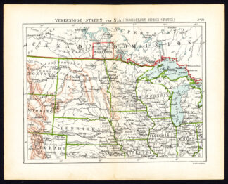 Antique Map-NORTH AMERICA-USA-ILLINOIS-IOWA-NEBRASKA-MINNESOTA-Jacob Kuyper-1880