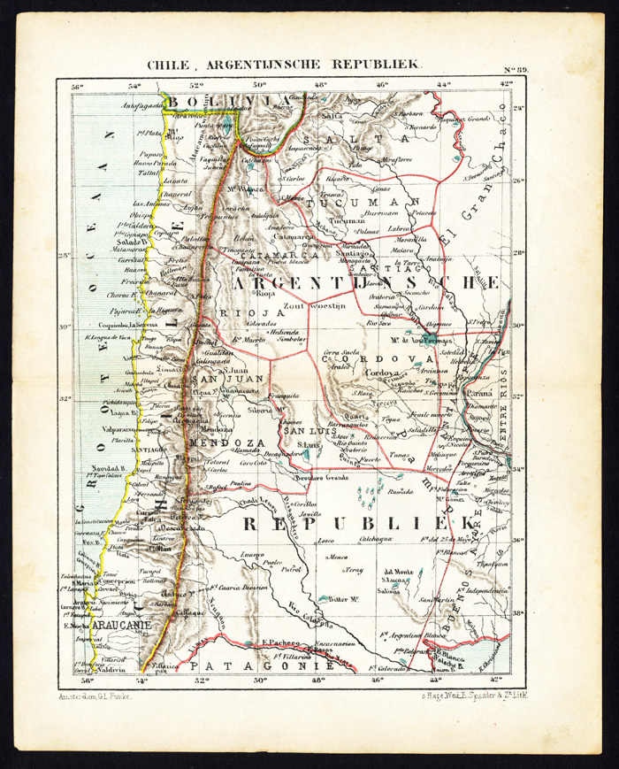Lb2051 416x516 Antique Map-SOUTH AMERICA-REPUBLIC OF ARGENTINA-CHILE-Jacob Kuyper-1880
