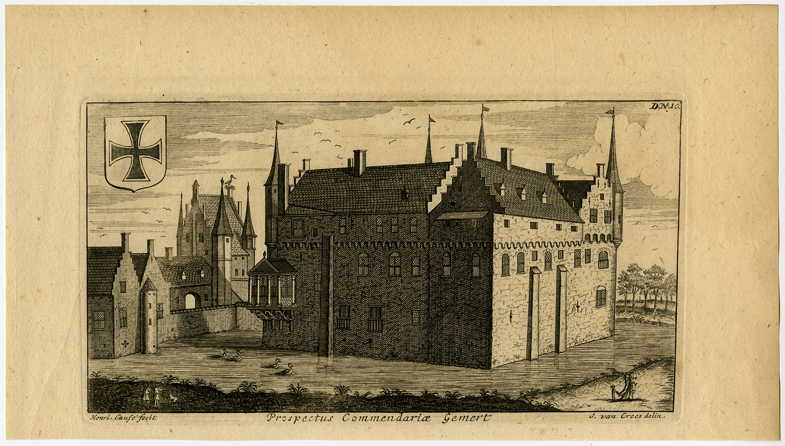 , Antique Print-CASTLE OF GEMERT-NETHERLANDS-Le Roy-Cantillon-1696, Pictura Antique Prints