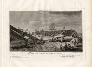 Antique Print-Pl.VIII-BRIDGE ENGINEERING-NEUILLY-TOOLS-WORKHORSE-Perronet-1782