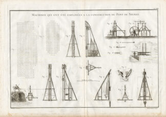 Antique Print-Pl.XVIII-MACHINE-LIFTING-PULLEY-BRIDGE-ENGINEERING-Perronet-1782