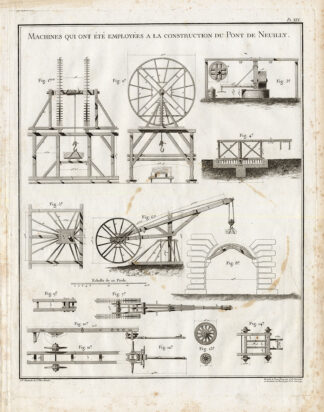 Antique Print-Pl.XIX-BRIDGE-ENGINEERING-PULLEY-LIFTING-WEIGHT-Perronet-1782