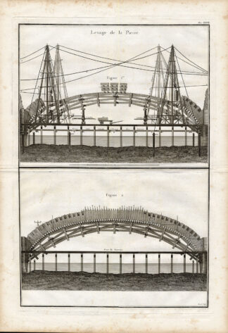 Antique Print-Pl.XXVII-BRIDGE-ENGINEERING-LIFT-STONE-SERVICE-CART-Perronet-1782