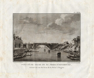 Antique Print-Pl.XXVIII-BRIDGE-ONE ARCH-NOGENT-OISE-HAY FLOAT-Perronet-1782