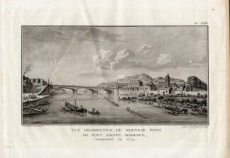 Antique Print-Pl.XXIX-BRIDGE-PONT SAINTE MAXENCE-VIEW-BOAT-FISHING-Perronet-1782