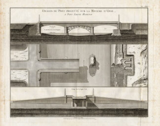 Antique Print-Pl.XXX-BRIDGE-OISE-PONT SAINTE MAXENCE-DESIGN-Perronet-1782