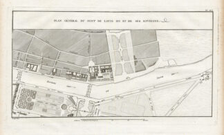 Antique Map-Pl.XLV-PARIS-TUILERIES-CHAMPS ELYSEES-BRIDGE-LOUIS XVI-Perronet-1782