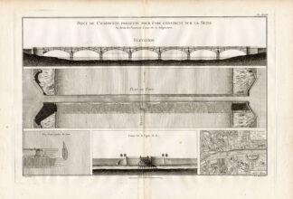 Antique Print-Pl.XLVIII-PARIS-SEINE-PONT AUSTERLITZ-WOODWORK FRAME-Perronet-1782