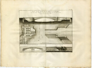 Antique Print-Pl.XLIX-ENGINEERING-BRIDGE-SEINE-MELUN-SCAFFOLD-Perronet-1782