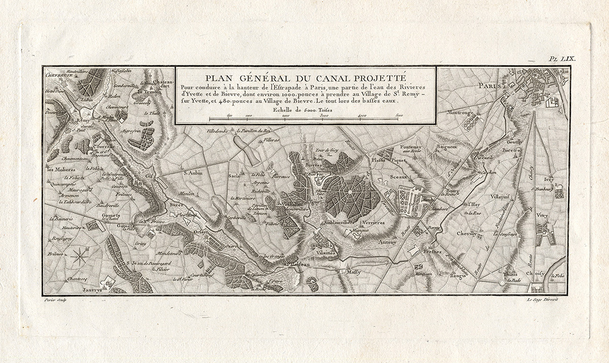 , Antique Map-Pl.LIX-PARIS-YVETTE-BIEVRE-Perronet-1782, Pictura Antique Prints