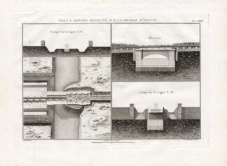 Antique Print-Pl.LXIII-YVETTE-SIPHON BRIDGE-CANAL-RIVER-FRANCE-Perronet-1782