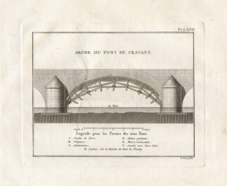 Antique Print-Pl.LXVII-BRIDGE-WOODWORK SCAFFOLDING-CRAVANT-Perronet-1782