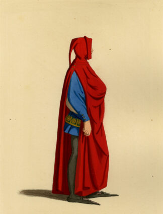 Antique Print-YOUNG ITALIAN MAN-COSTUME-14TH CENTURY-PL 91-Bonnard-Mercuri-1860