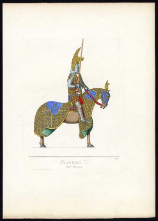Antique Print-ITALY-MASTINO II-KNIGHT-14TH CENTURY-PLATE 63-Bonnard-Mercuri-1860