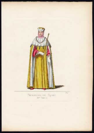 Antique Print-SENATOR-ROME-COSTUME-14TH CENTURY-PLATE 79-Bonnard-Mercuri-1860