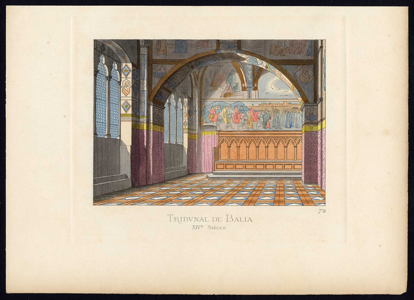 , Antique Print-TRIBUNAL-BALIA-ITALY-14TH CENTURY-PLATE 72-Bonnard-Mercuri-1860, Pictura Antique Prints