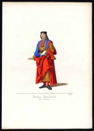 Antique Print-MILAN-ITALY-COSTUME-15TH CENTURY-PLATE 158-Bonnard-Mercuri-1860