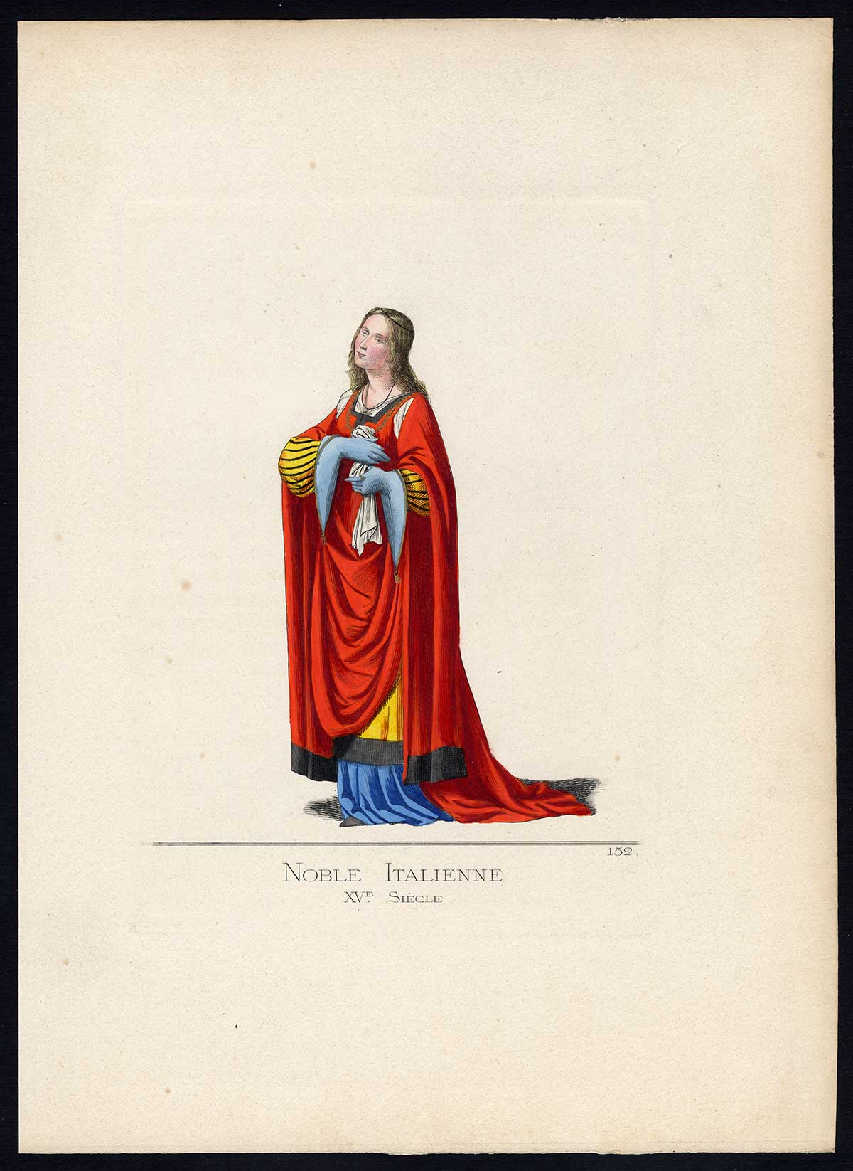 , Antique Print-ITALY-NOBILITY-COSTUME-15TH CENTURY-PLATE 152-Bonnard-Mercuri-1860, Pictura Antique Prints
