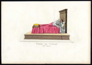Antique Print-WOMAN-ITALY-BED-COSTUME-15TH CENTURY-PL 151-Bonnard-Mercuri-1860