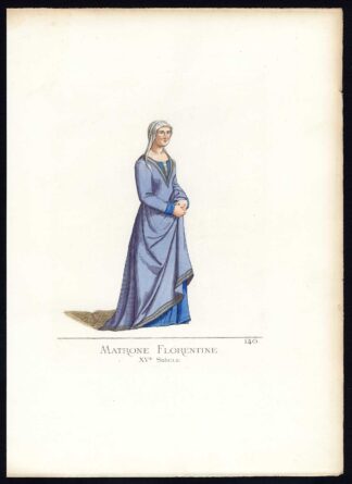 Antique Print-FLORENCE-MATRONA-COSTUME-15TH CENTURY-PL 146-Bonnard-Mercuri-1860