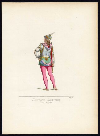 Antique Print-MILITARY-ITALY-COSTUME-15TH CENTURY-PLATE 143-Bonnard-Mercuri-1860