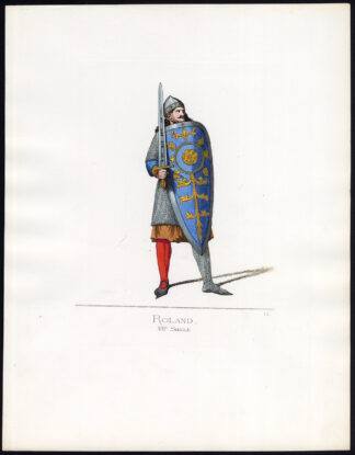 Antique Print-ROLAND-FRANKS-COSTUME-13TH CENTURY-PLATE 14-Bonnard-Mercuri-1860