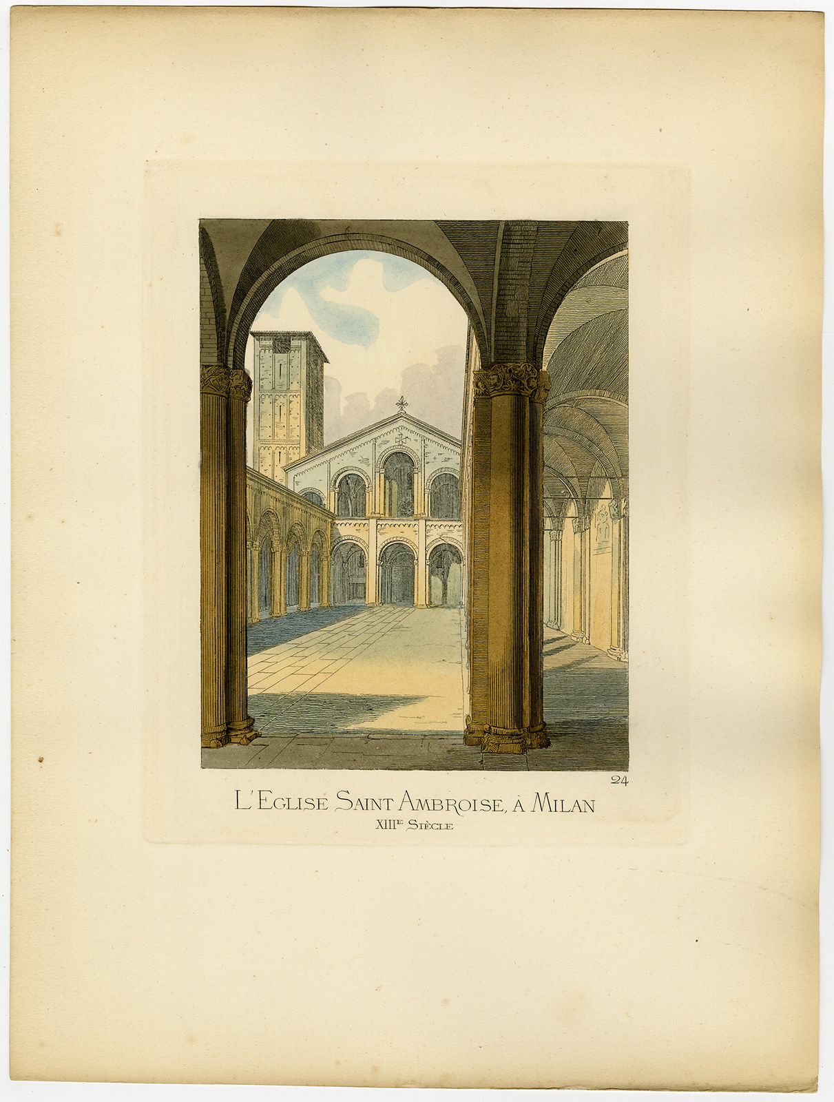 Lb9983 2 416x550 Antique Print-ST. AMBROSE CHURCH-MILAN-13TH CENTURY-PL 24-Bonnard-Mercuri-1860 - Image 3