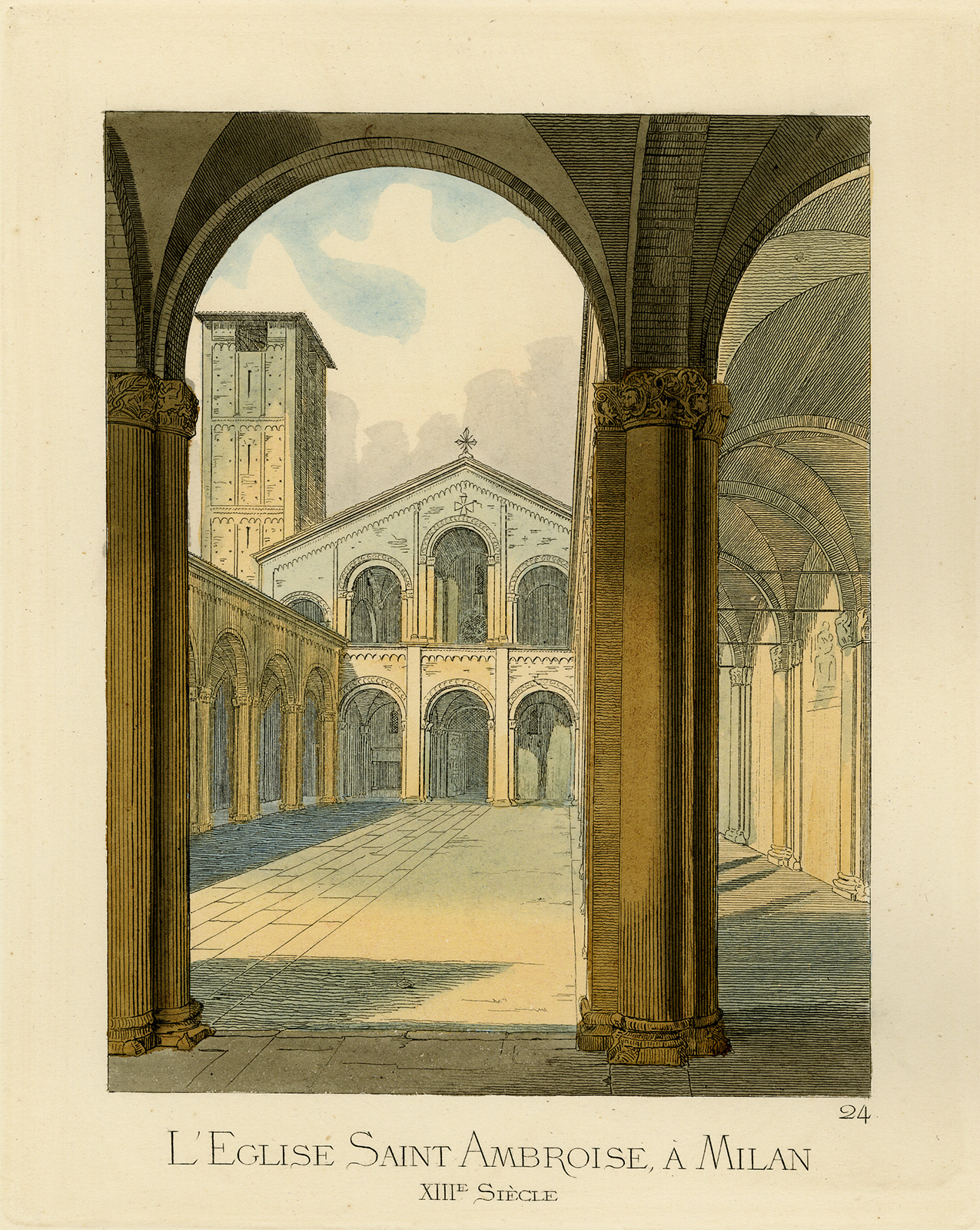 Lb9983 2b 416x522 Antique Print-ST. AMBROSE CHURCH-MILAN-13TH CENTURY-PL 24-Bonnard-Mercuri-1860 - Image 2