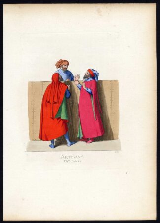 Antique Print-ARTISAN-ITALY-COSTUME-14TH CENTURY-PLATE 25-Bonnard-Mercuri-1860