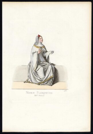 Antique Print-FLORENCE-ITALY-COSTUME-14TH CENTURY-PLATE 28-Bonnard-Mercuri-1860