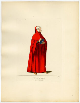 Antique Print-PETRARCH-ITALY-COSTUME-14TH CENTURY-PLATE 39-Bonnard-Mercuri-1860