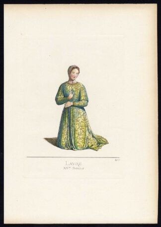 Antique Print-PETRARCH-LAURA-COSTUME-14TH CENTURY-PLATE 40-Bonnard-Mercuri-1860