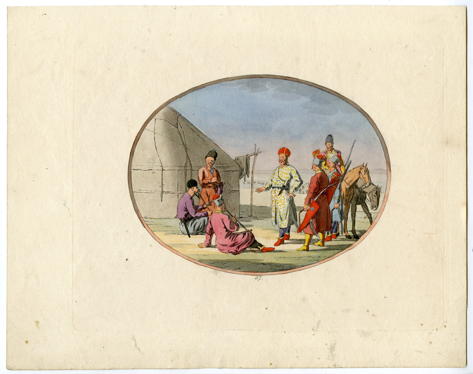, 7 Rare Antique Prints-RUSSIA-ETHNIC SCENES-HABITS-Geissler-1804, Pictura Antique Prints