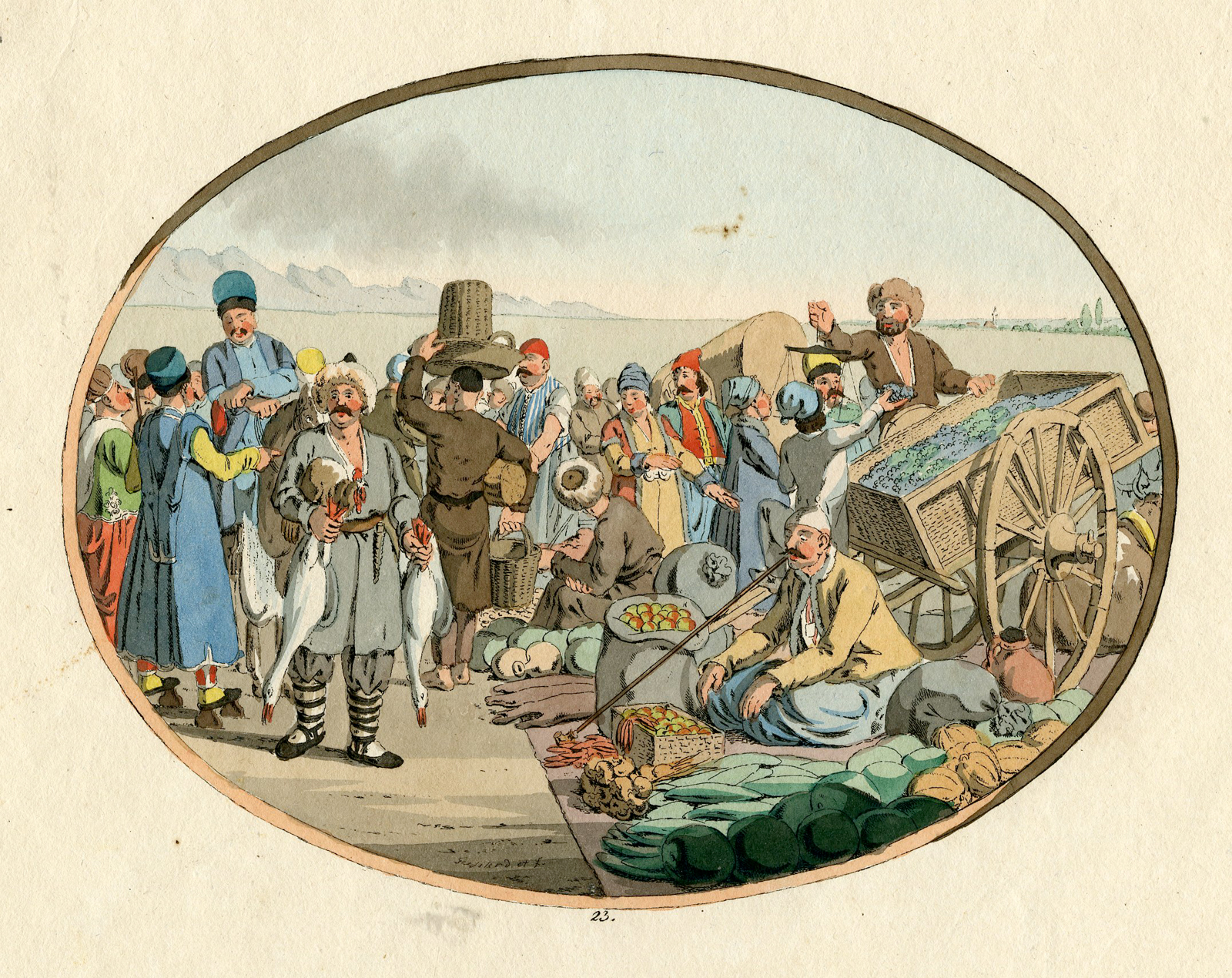 , 7 Rare Antique Prints-RUSSIA-ETHNIC SCENES-HABITS-Geissler-1804, Pictura Antique Prints