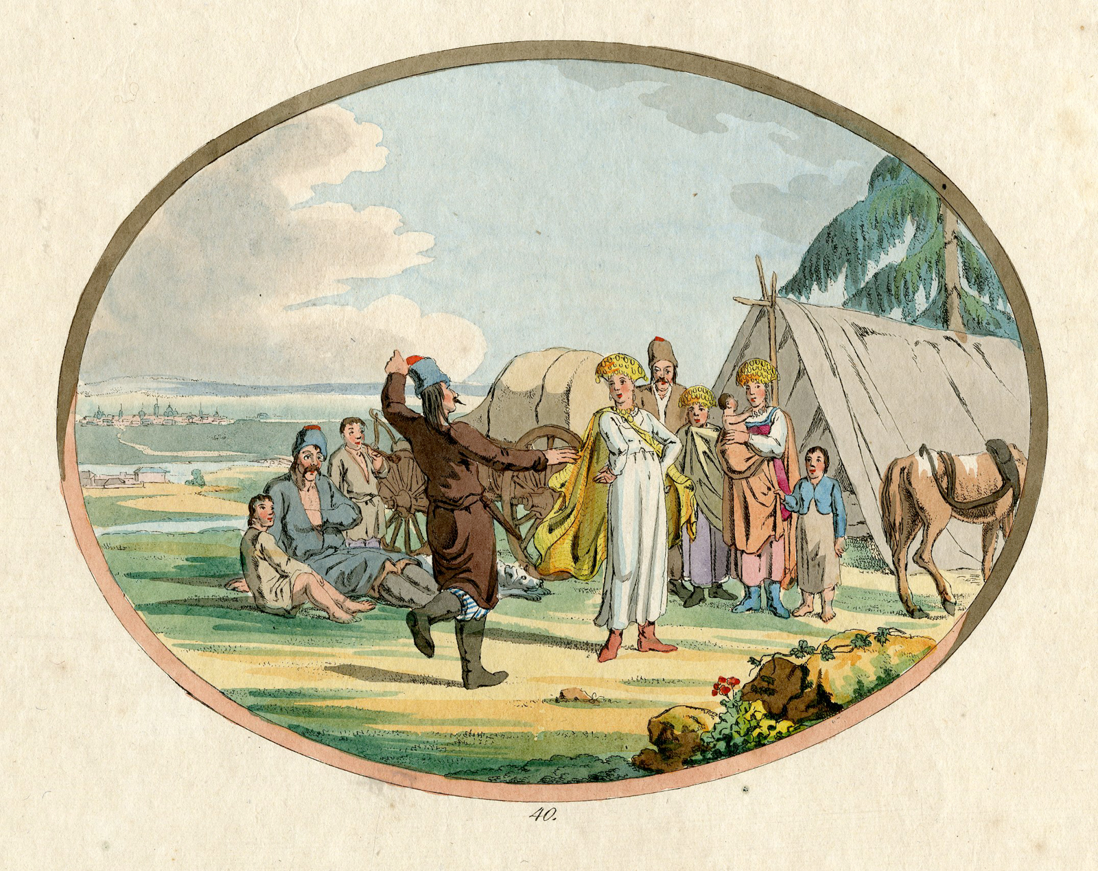 , 7 Rare Antique Prints-RUSSIA-ETHNIC SCENES-HABITS-Geissler-1804, Pictura Antique Prints