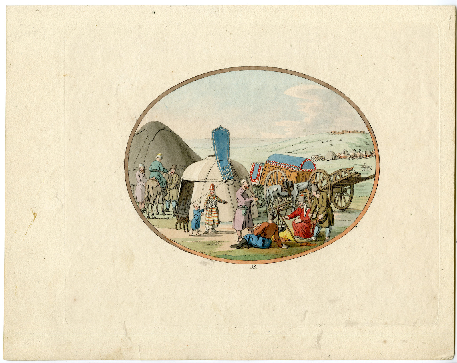 , 7 Rare Antique Prints-RUSSIA-ETHNIC SCENES-HABITS-Geissler-1804, Pictura Antique Prints
