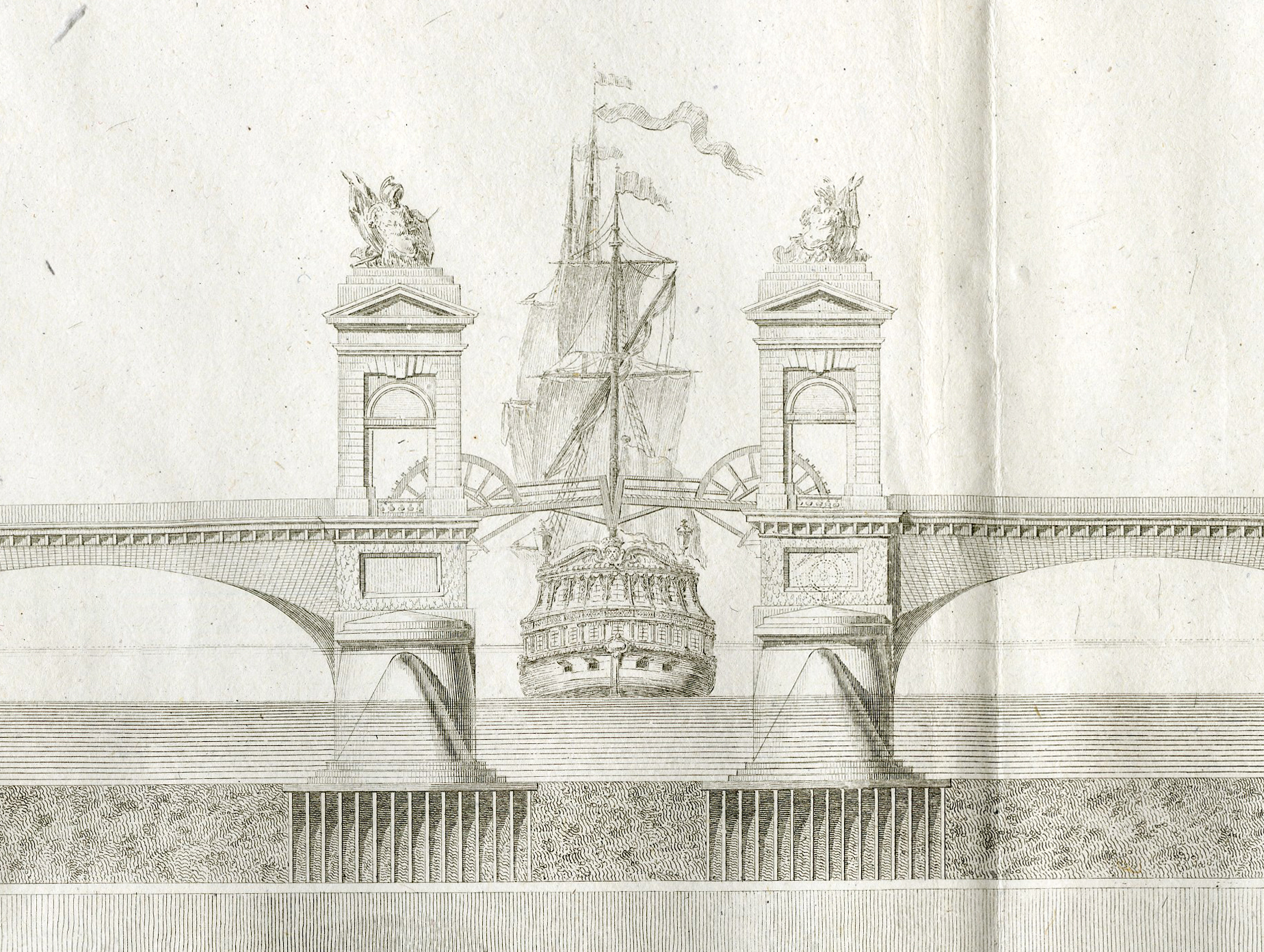 , Antique Print-Pl.XXXV-BRIDGE-NEVA-ST. PETERSBURG-BASCULE-RUSSIA-Perronet-1782, Pictura Antique Prints