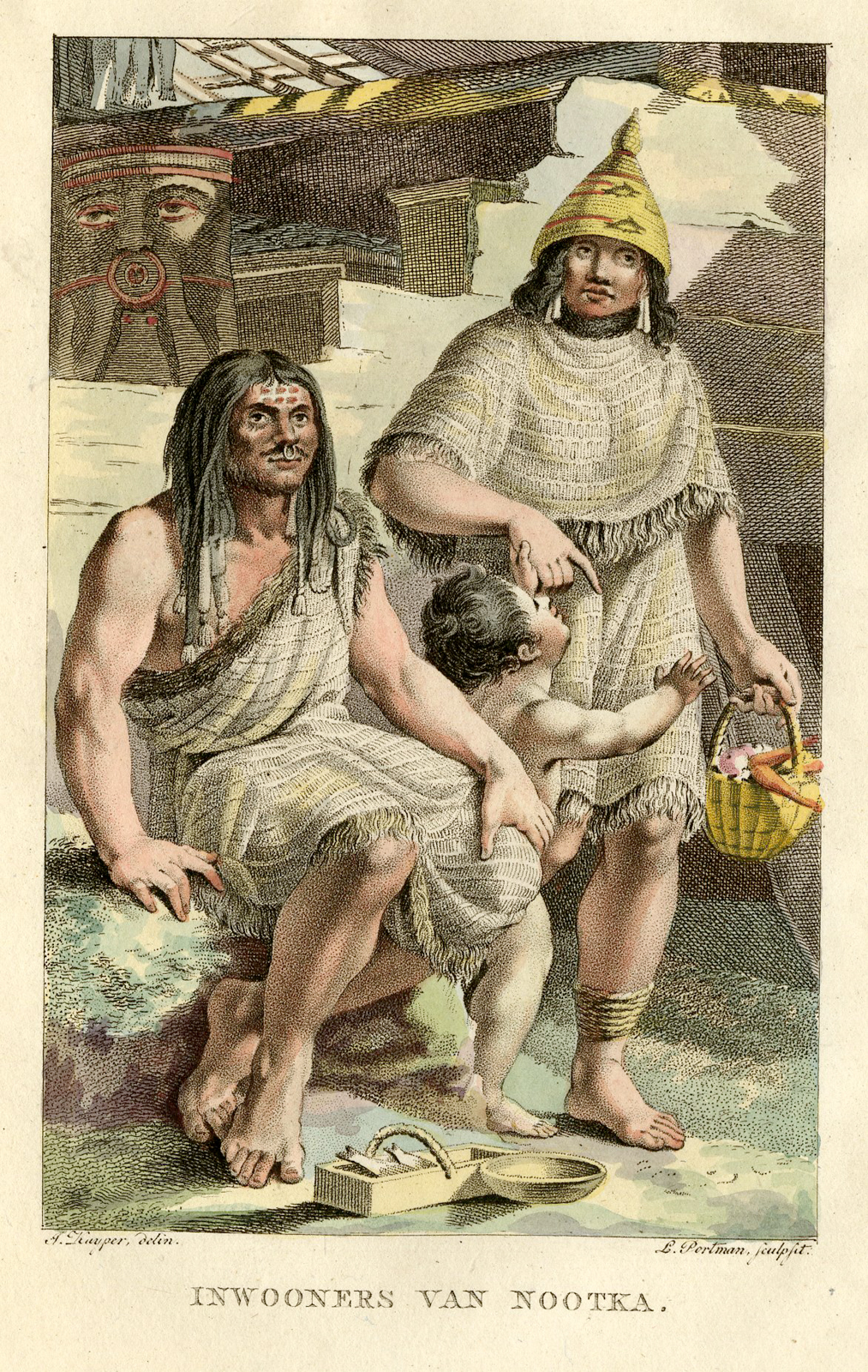 , Antique Costume Print-NOOTKA ISLAND-CANADA-Stuart-Portman-Kuyper-1802, Pictura Antique Prints