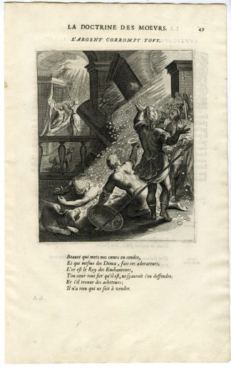 Antique Print-MONEY-CORRUPTS-COIN AVALANCHE-SOLDIERS-van Veen-Daret-1646