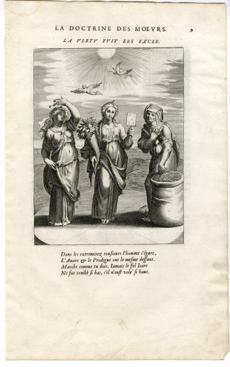 Antique Print-VIRTUE-EXCESS-COINS-CORNUCOPIA-ICARUS-TANTALUS-van Veen-Daret-1646
