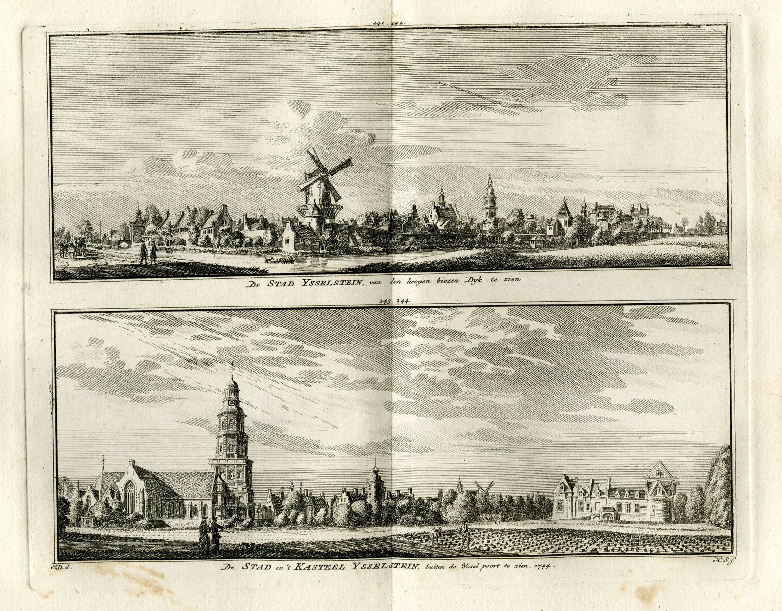 , Antique Print-IJSSELSTEIN-TOWN-CASTLE-Spilman-De Beijer-1746, Pictura Antique Prints