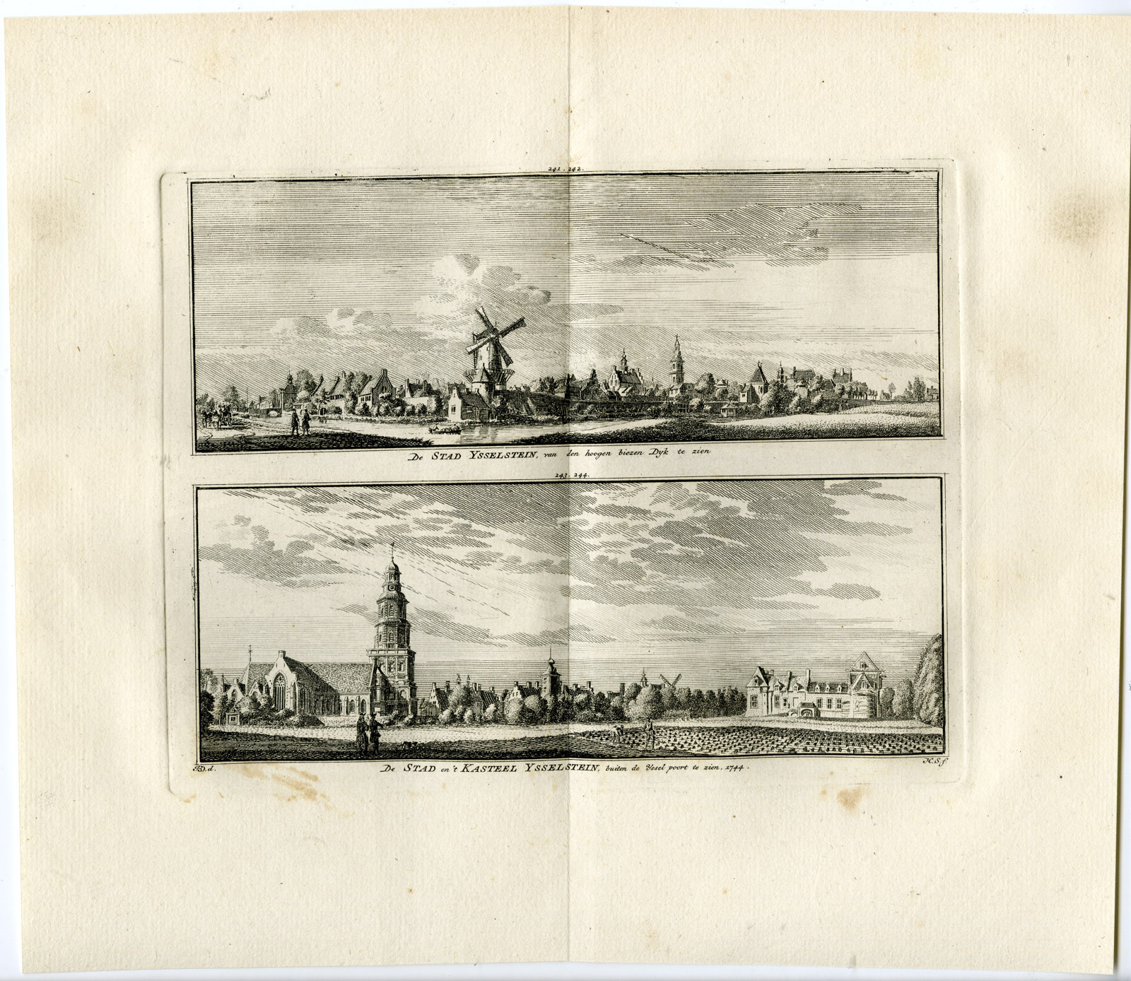 , Antique Print-IJSSELSTEIN-TOWN-CASTLE-Spilman-De Beijer-1746, Pictura Antique Prints