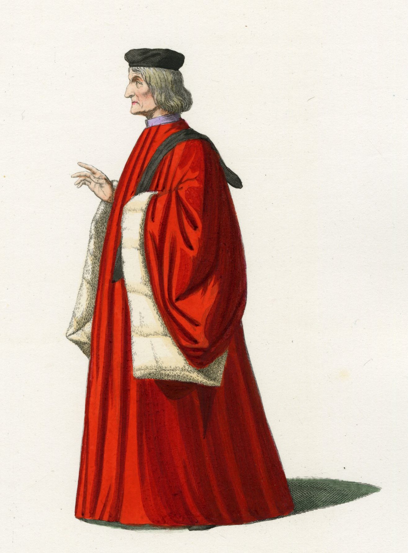 , Antique Print-SENATOR-VENICE-MIDDLE AGES-COSTUME-PLATE 119-Bonnard-Mercuri-1860, Pictura Antique Prints