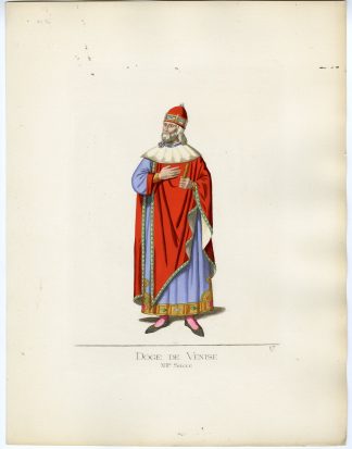 Antique Print-DOGE-VENICE-ITALY-COSTUME-MIDDLE AGES-PL 17-Bonnard-Mercuri-1860