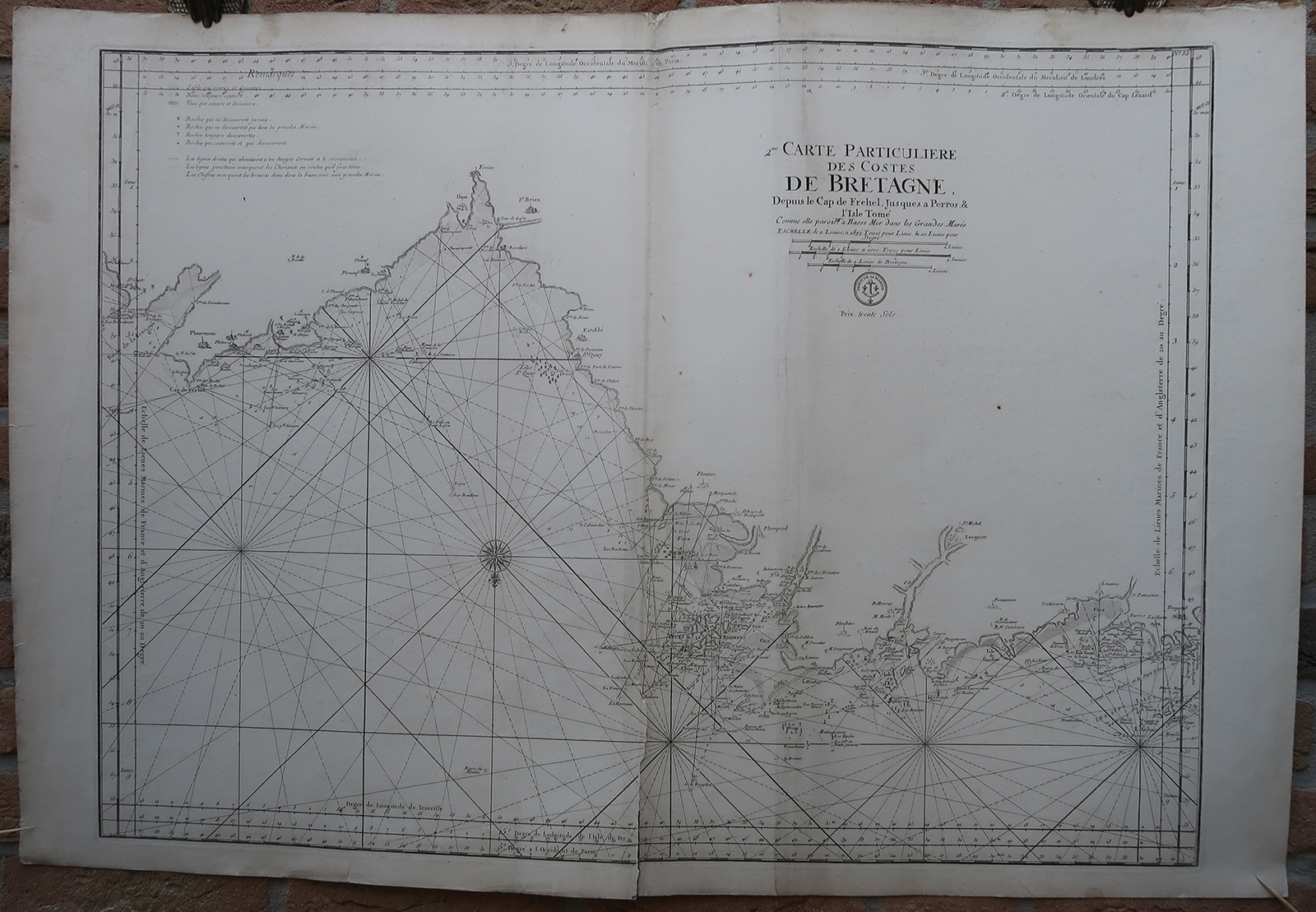 , Antique map-BRITTANY-SEA CHART-22-CAP FREHEL-ST. BRIEU-Jaillot-Mortier-1693, Pictura Antique Prints