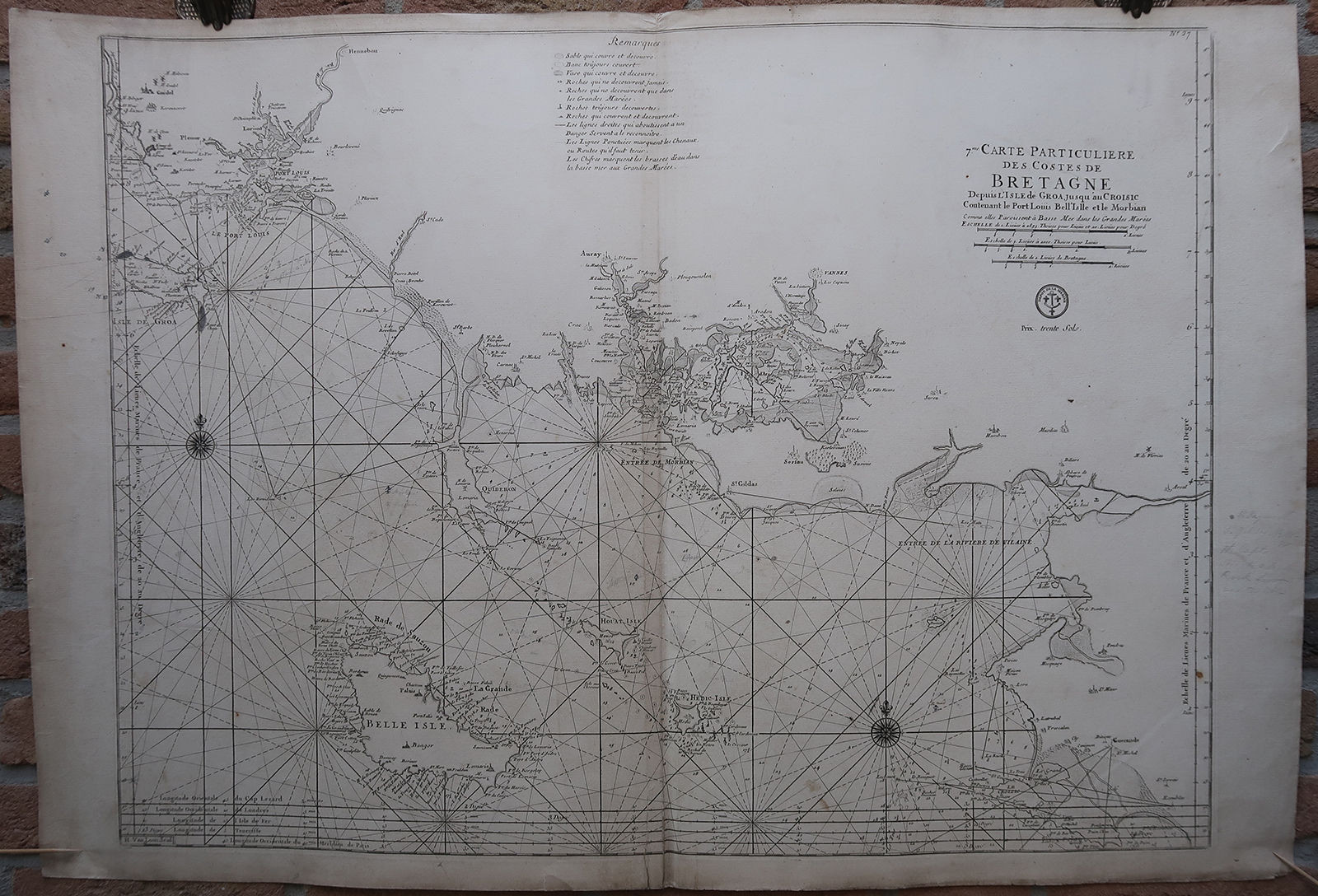 IMG 0043 2 416x283 Antique map-BRITTANY-SEA CHART-PORT LOUIS-VANNES-Jaillot-Mortier-1693