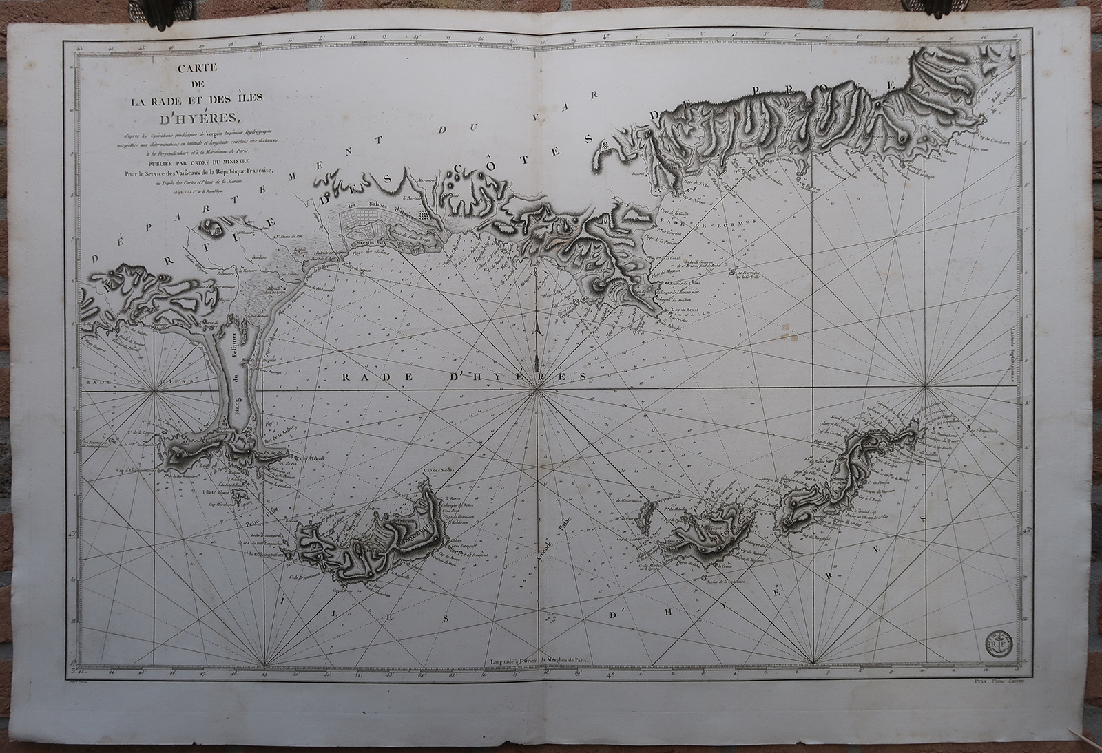 IMG 0049 2 416x284 Antique map-HYERES-ISLANDS-MEDITERREAN-FRANCE-Depot de la Marine-1792